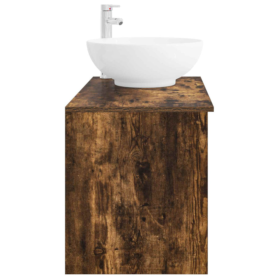 Badkamermeubelset 2 pcs Gerookt eiken Bewerkt hout