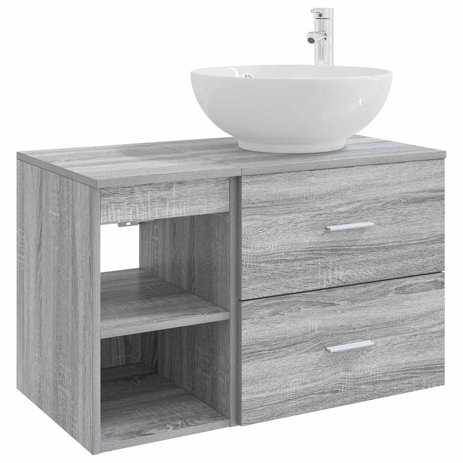 Badkamermeubelset 2 pcs Grijs Sonoma Bewerkt hout