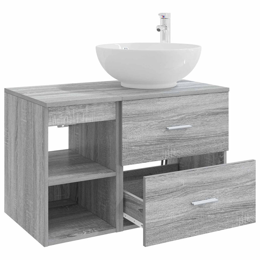 Badkamermeubelset 2 pcs Grijs Sonoma Bewerkt hout