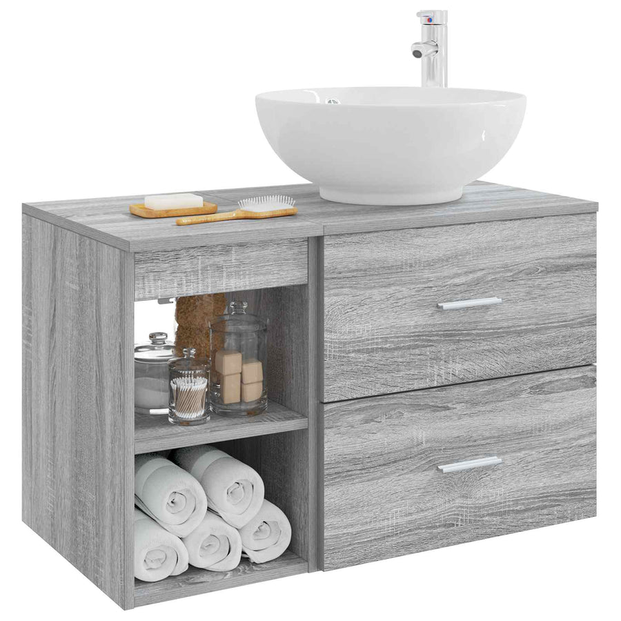 Badkamermeubelset 2 pcs Grijs Sonoma Bewerkt hout