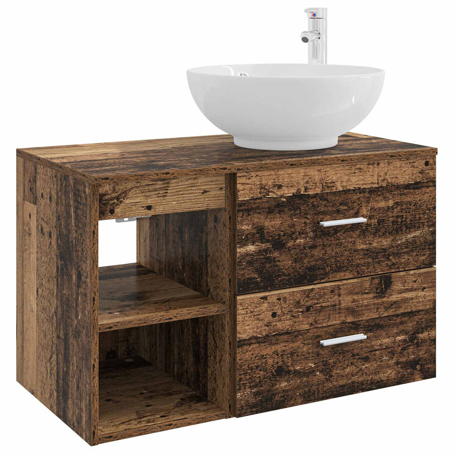 Badkamermeubelset 2 pcs Oud hout Bewerkt hout