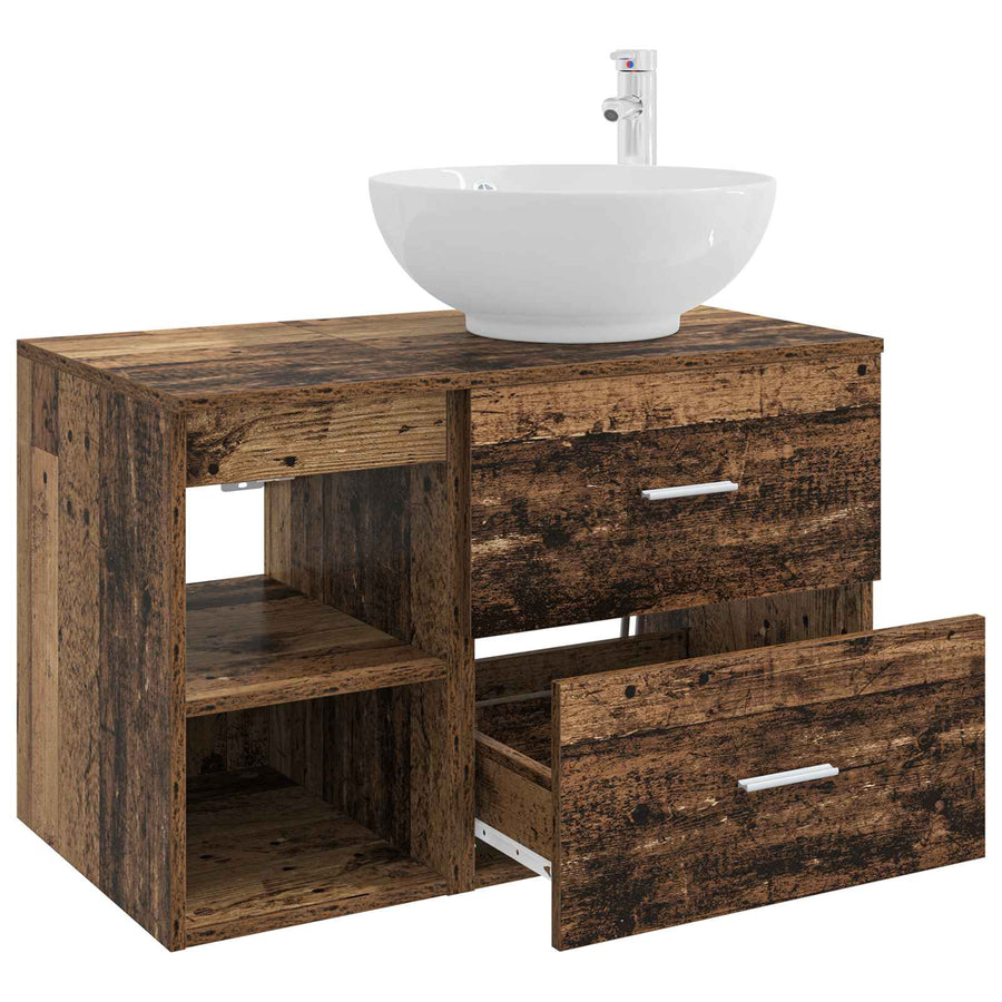 Badkamermeubelset 2 pcs Oud hout Bewerkt hout