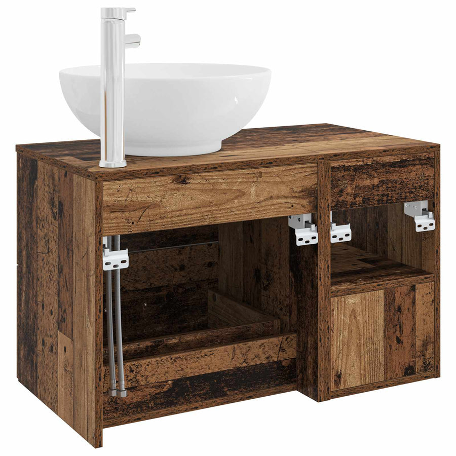 Badkamermeubelset 2 pcs Oud hout Bewerkt hout