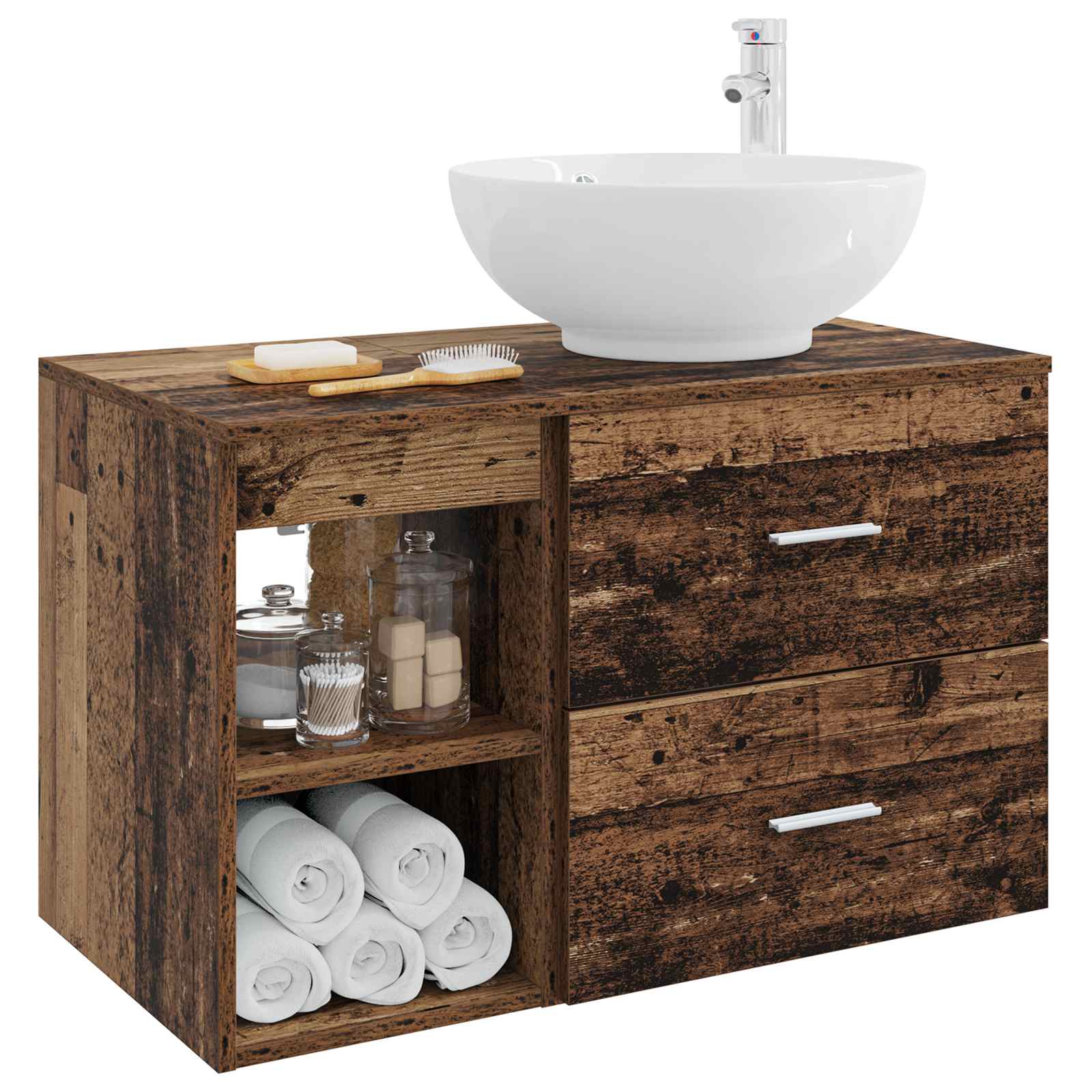 Badkamermeubelset 2 pcs Oud hout Bewerkt hout