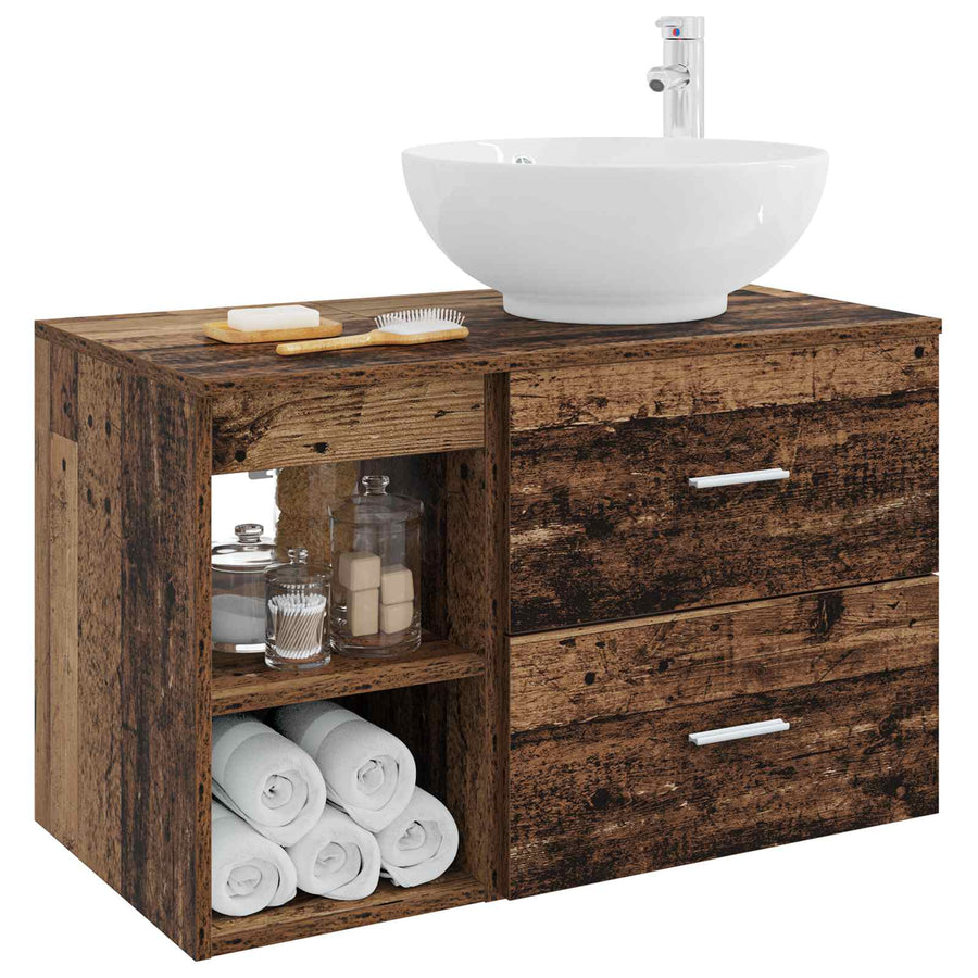 Badkamermeubelset 2 pcs Oud hout Bewerkt hout