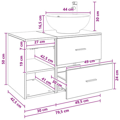 Badkamermeubelset 2 pcs Oud hout Bewerkt hout