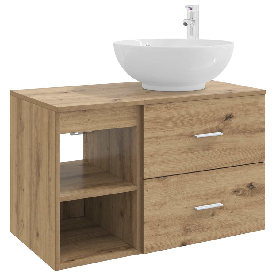 Badkamermeubelset 2 pcs Artisanaal eiken Bewerkt hout