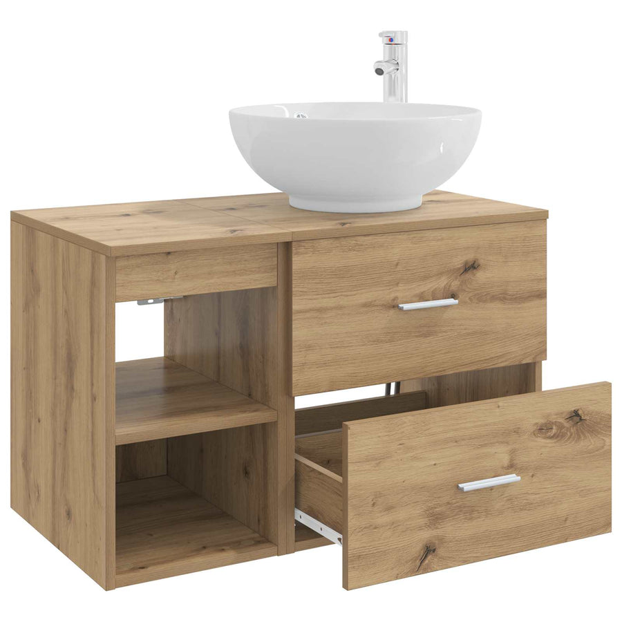 Badkamermeubelset 2 pcs Artisanaal eiken Bewerkt hout