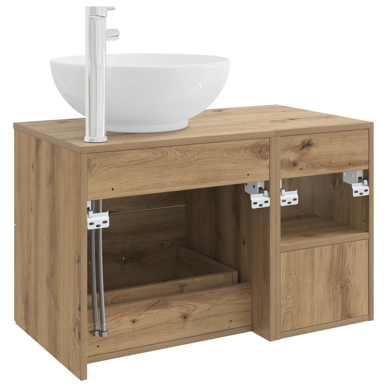 Badkamermeubelset 2 pcs Artisanaal eiken Bewerkt hout