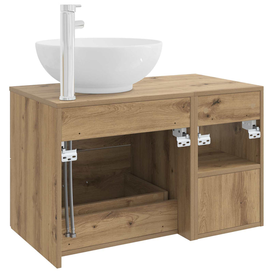 Badkamermeubelset 2 pcs Artisanaal eiken Bewerkt hout