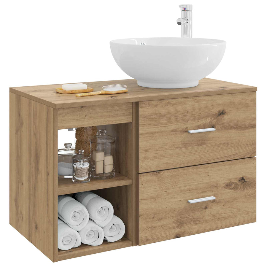 Badkamermeubelset 2 pcs Artisanaal eiken Bewerkt hout