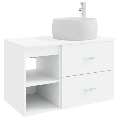 Badkamermeubelset 2 pcs Wit Bewerkt hout