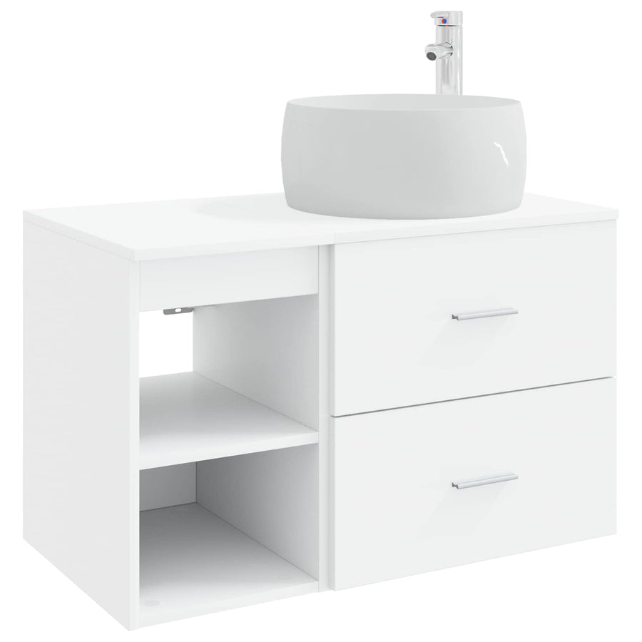 Badkamermeubelset 2 pcs Wit Bewerkt hout