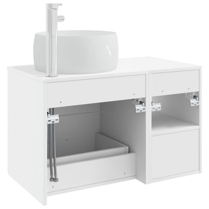 Badkamermeubelset 2 pcs Wit Bewerkt hout
