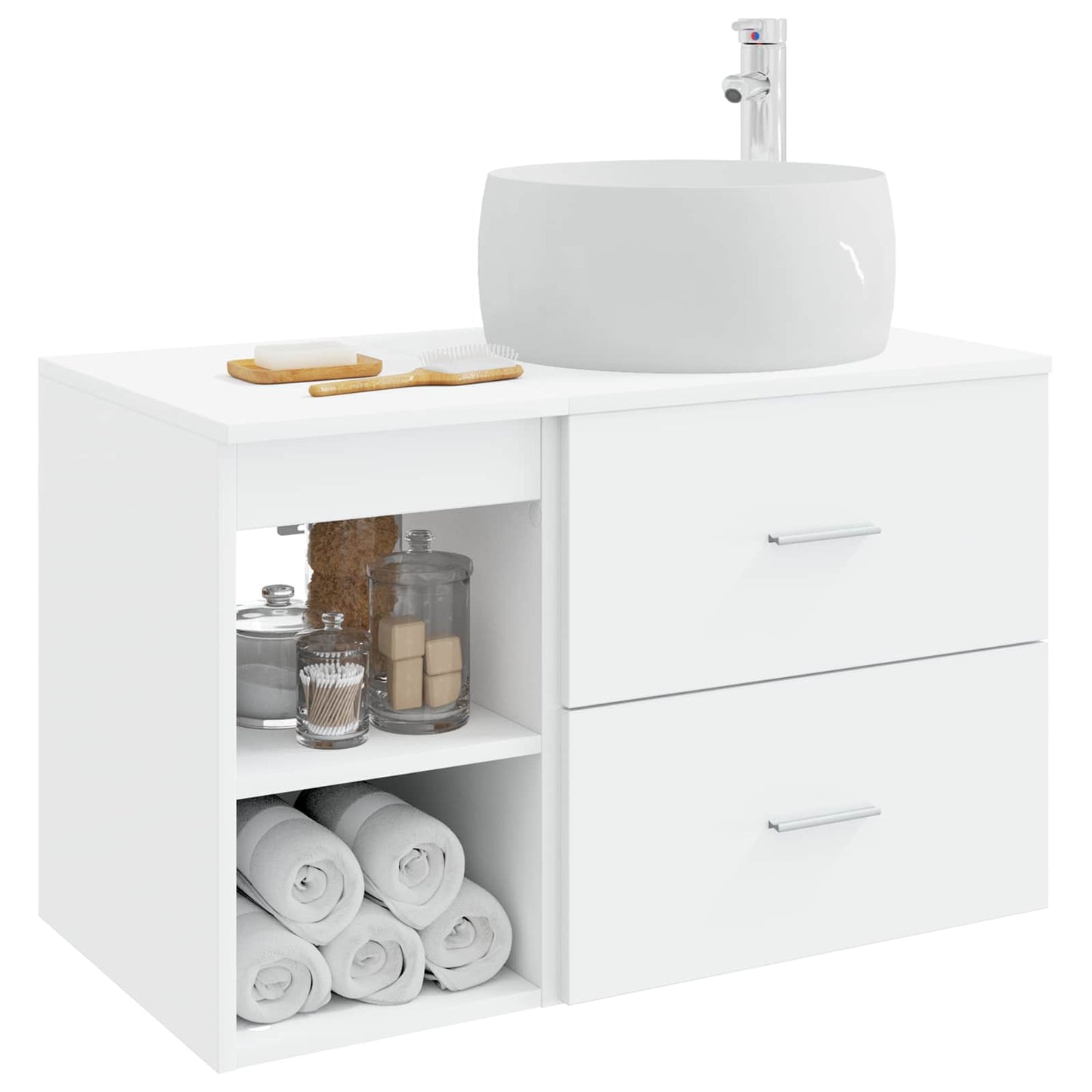 Badkamermeubelset 2 pcs Wit Bewerkt hout