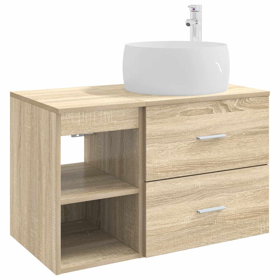 Badkamermeubelset 2 pcs Sonoma Eiken Bewerkt hout