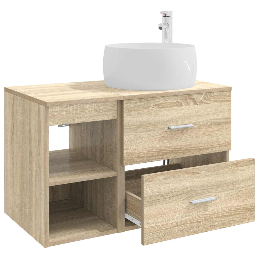Badkamermeubelset 2 pcs Sonoma Eiken Bewerkt hout