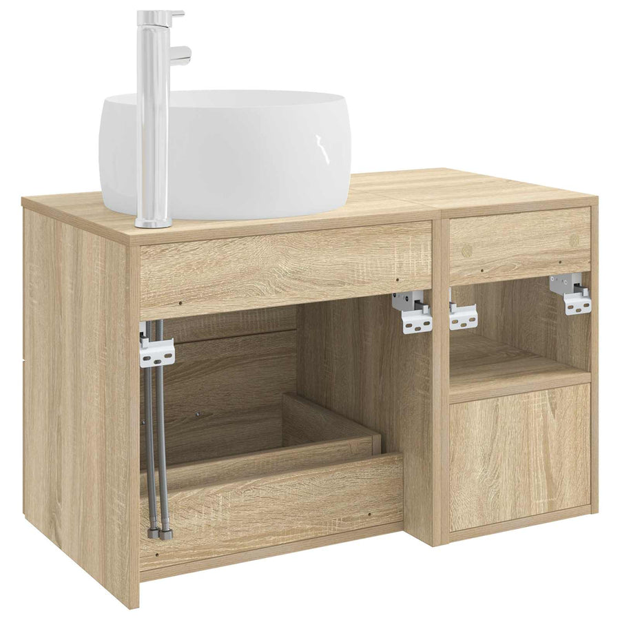 Badkamermeubelset 2 pcs Sonoma Eiken Bewerkt hout