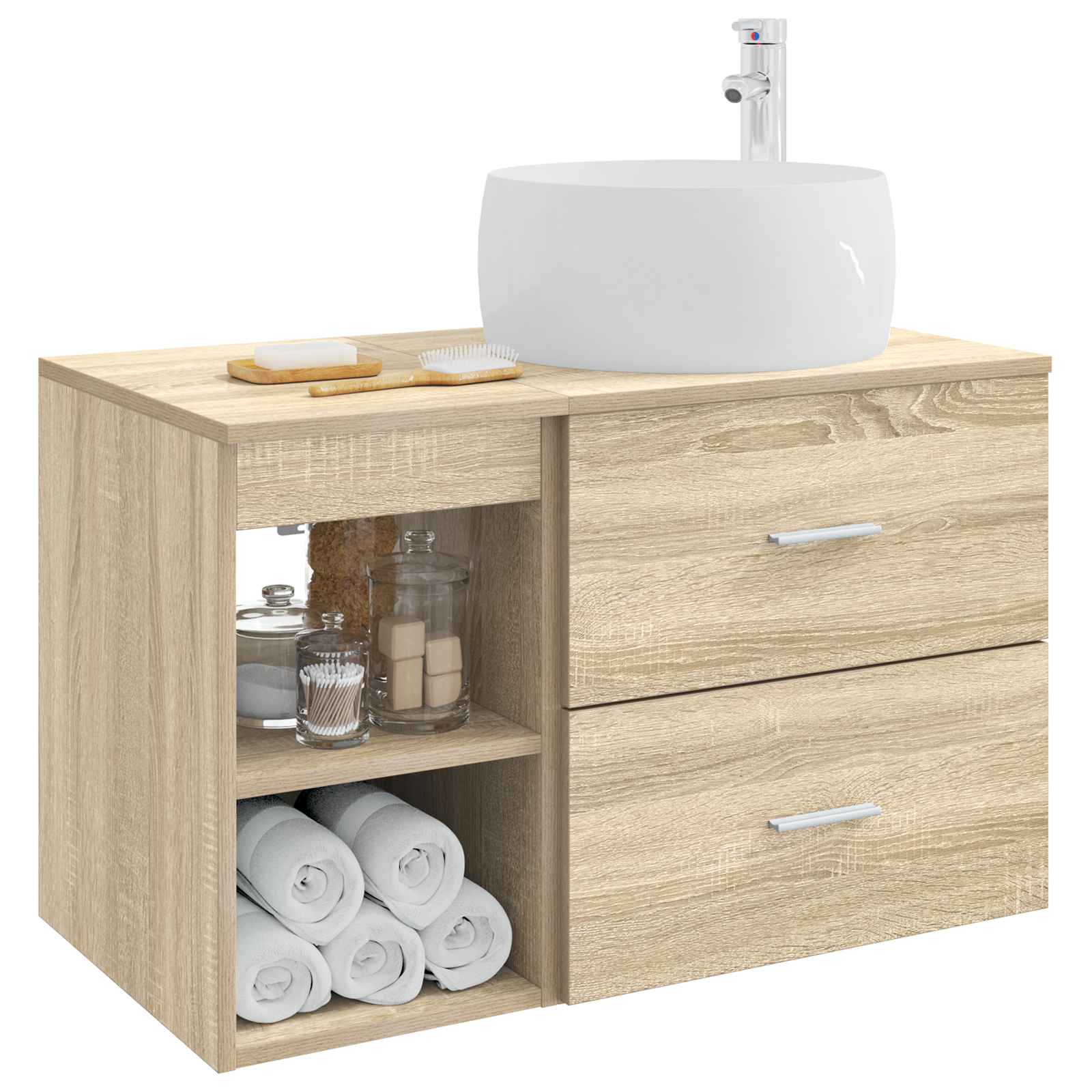 Badkamermeubelset 2 pcs Sonoma Eiken Bewerkt hout