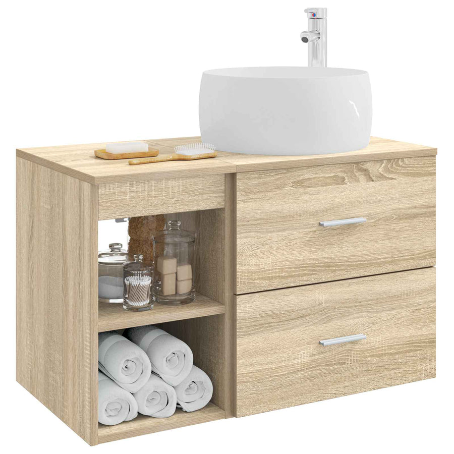 Badkamermeubelset 2 pcs Sonoma Eiken Bewerkt hout