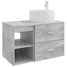 Badkamermeubelset 2 pcs Betongrijs Bewerkt hout