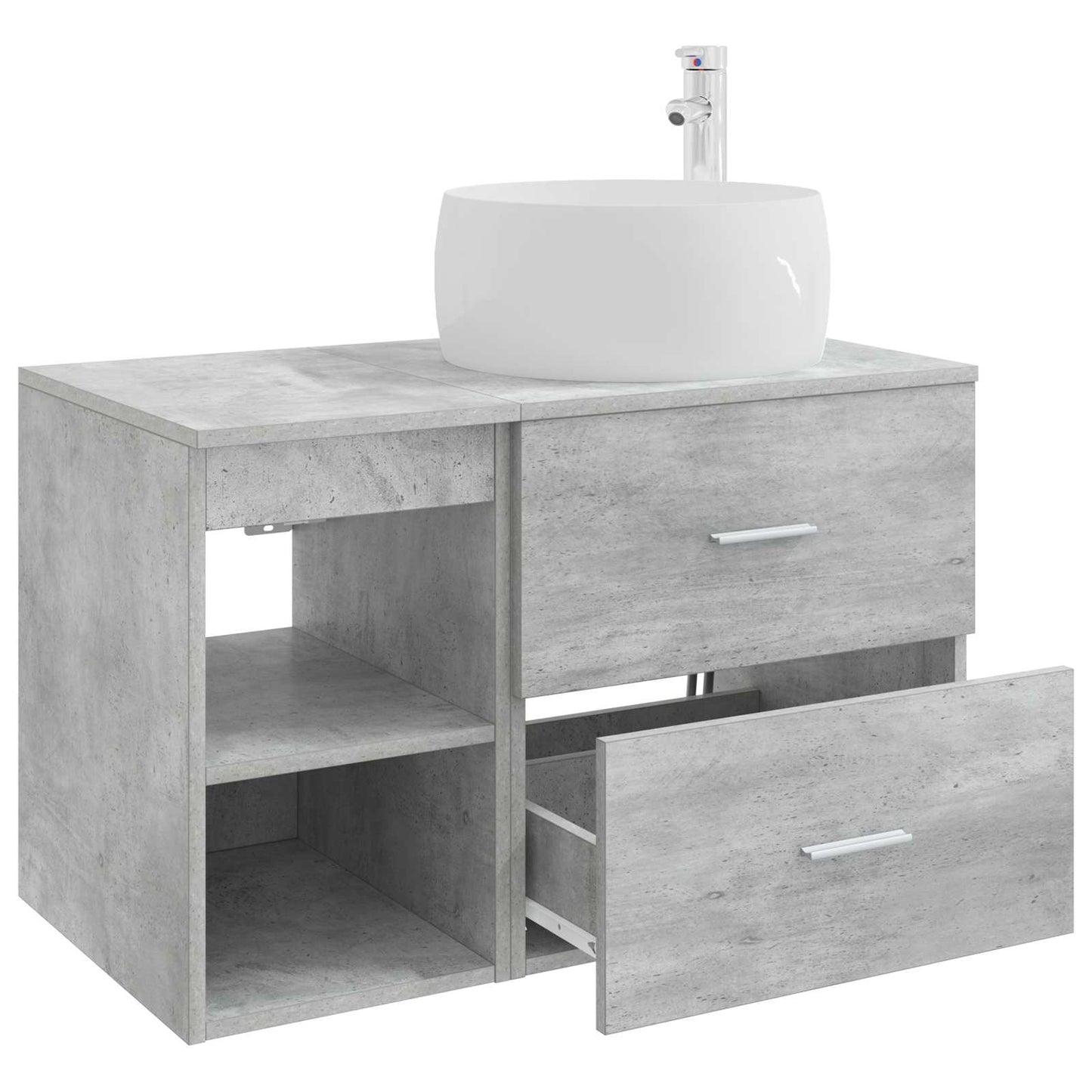 Badkamermeubelset 2 pcs Betongrijs Bewerkt hout