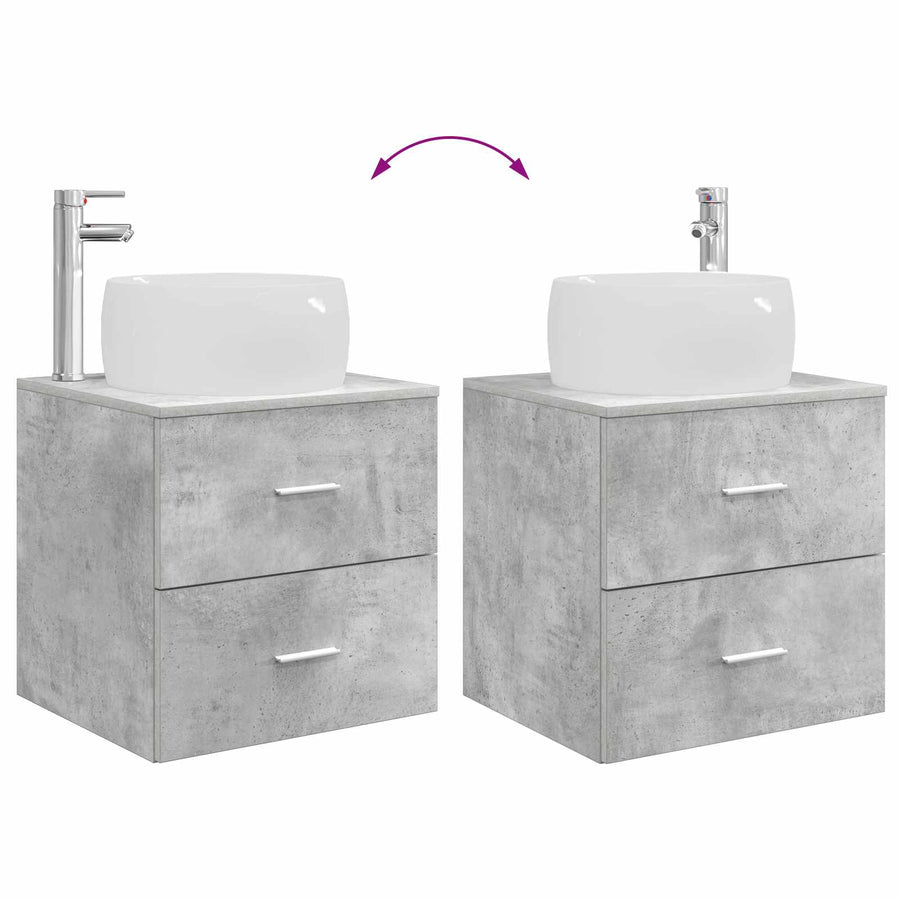 Badkamermeubelset 2 pcs Betongrijs Bewerkt hout