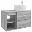 Badkamermeubelset grijs bewerkt hout wandmontage