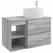 Badkamermeubelset grijs bewerkt hout wandmontage