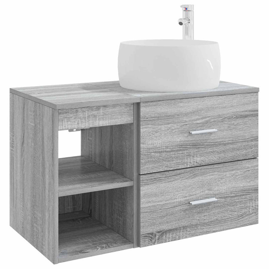 Badkamermeubelset 2 pcs Grijs Sonoma Bewerkt hout