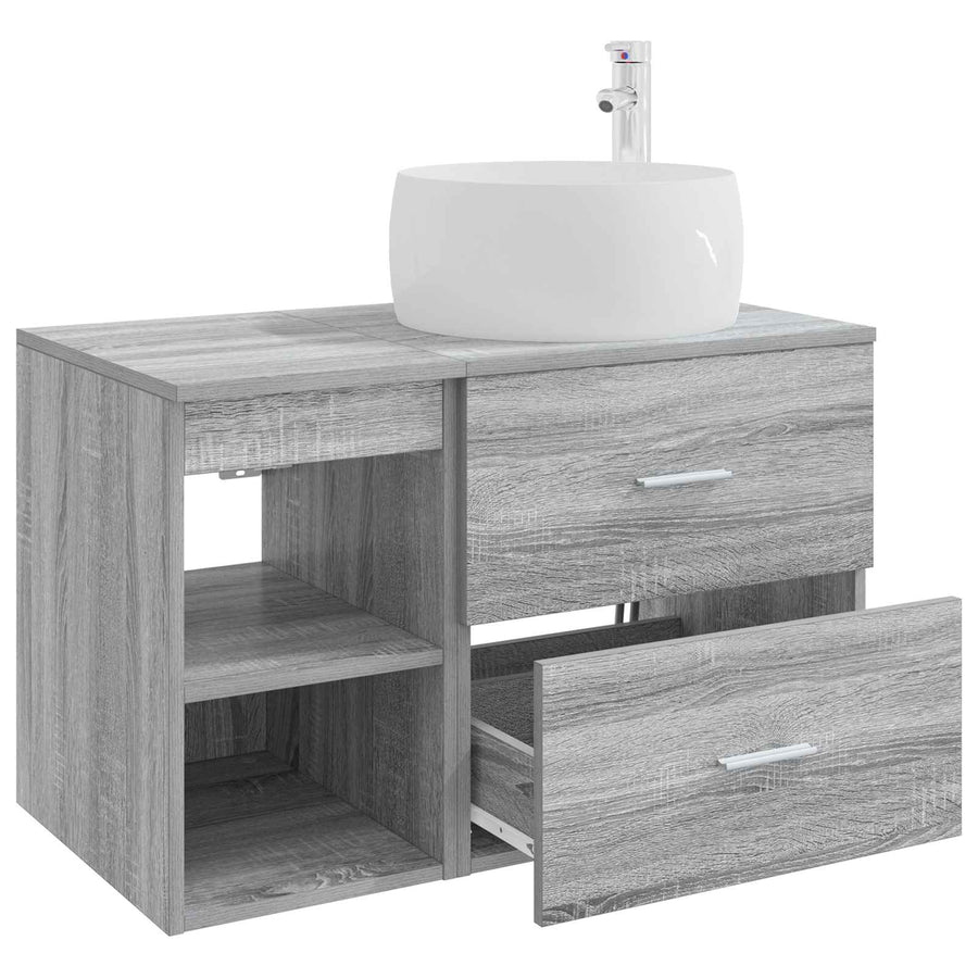 Badkamermeubelset 2 pcs Grijs Sonoma Bewerkt hout
