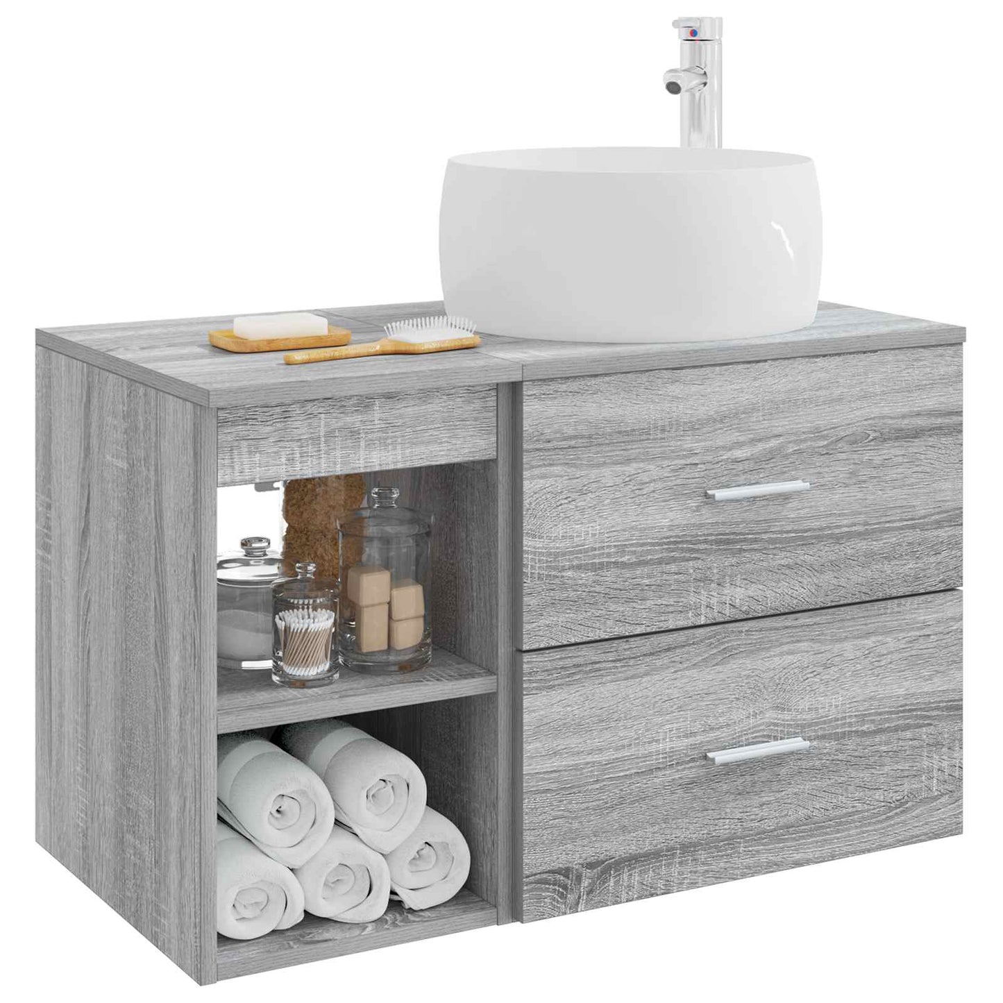 Badkamermeubelset 2 pcs Grijs Sonoma Bewerkt hout