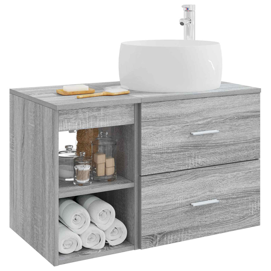 Badkamermeubelset 2 pcs Grijs Sonoma Bewerkt hout