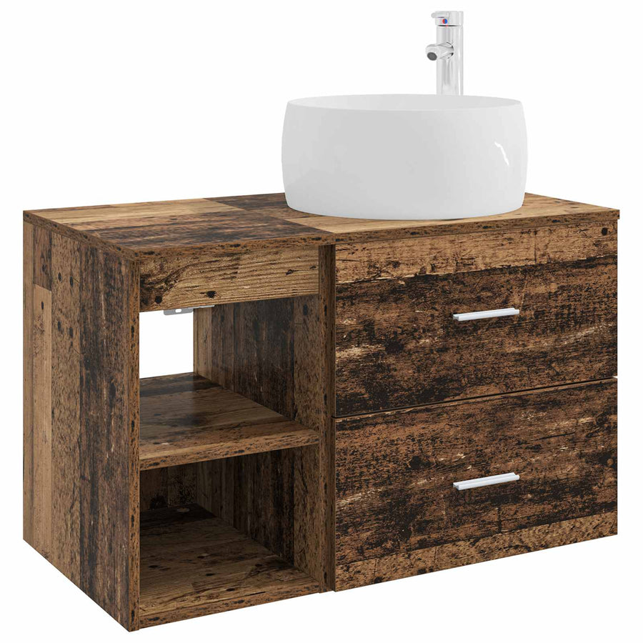 Badkamermeubelset 2 pcs Oud hout Bewerkt hout