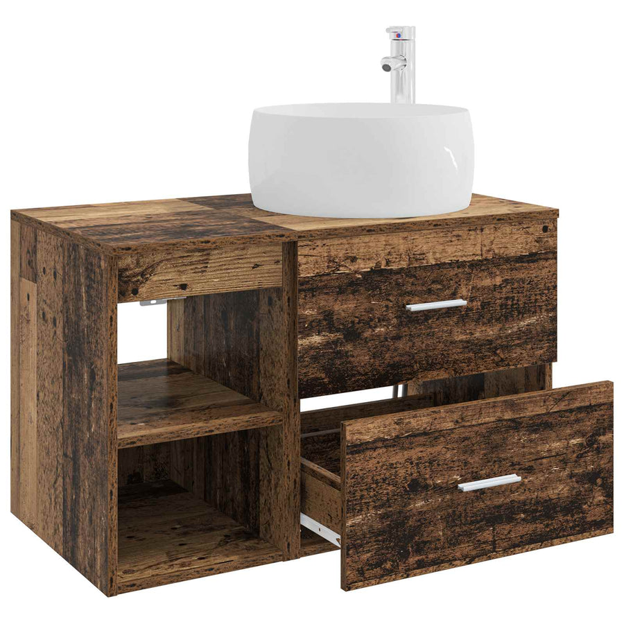 Badkamermeubelset 2 pcs Oud hout Bewerkt hout