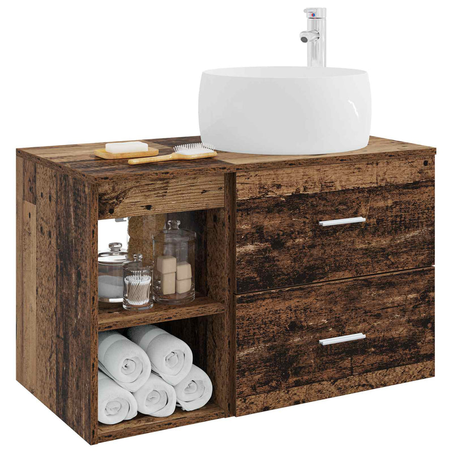 Badkamermeubelset 2 pcs Oud hout Bewerkt hout