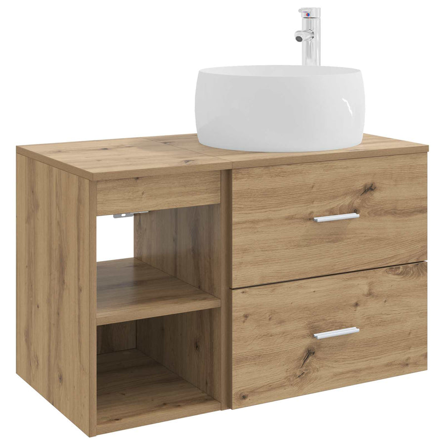 Badkamermeubelset 2 pcs Artisanaal eiken Bewerkt hout