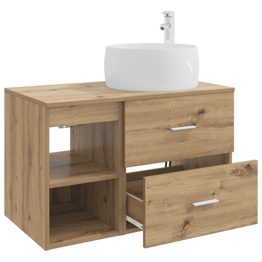 Badkamermeubelset 2 pcs Artisanaal eiken Bewerkt hout