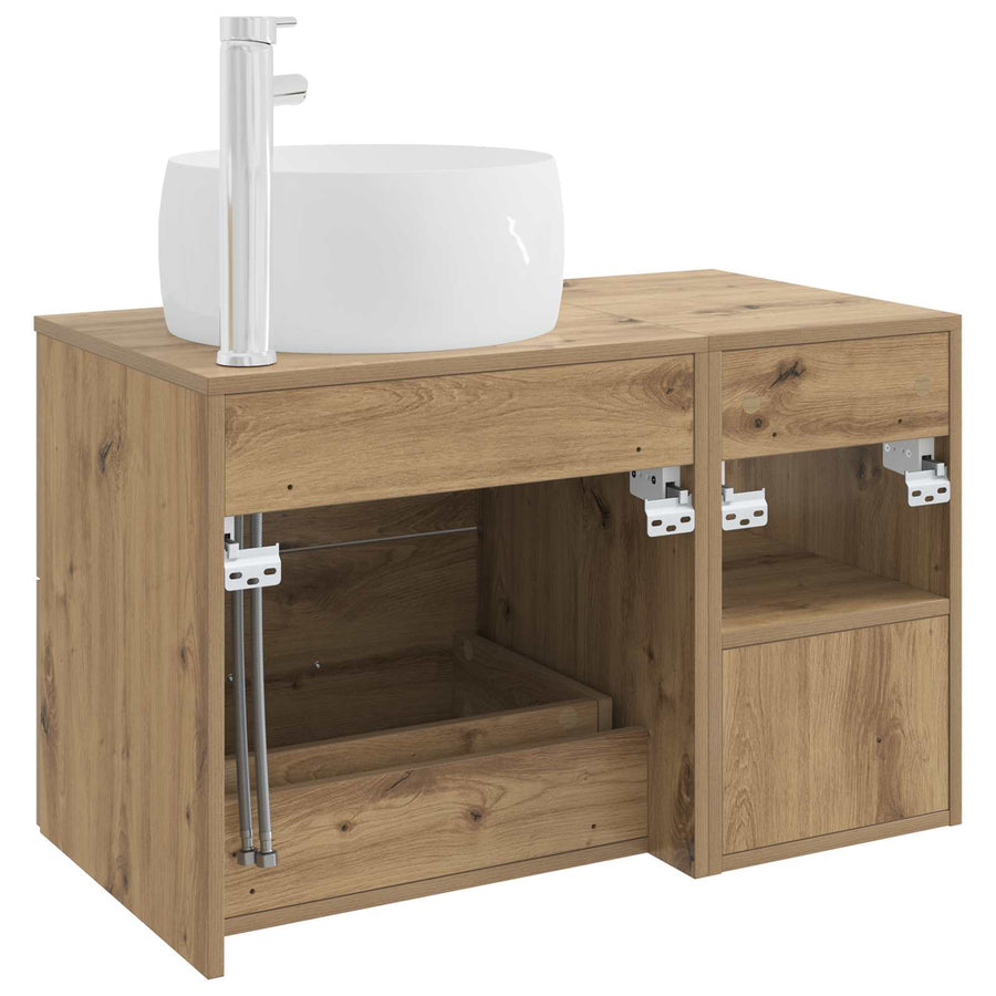 Badkamermeubelset 2 pcs Artisanaal eiken Bewerkt hout