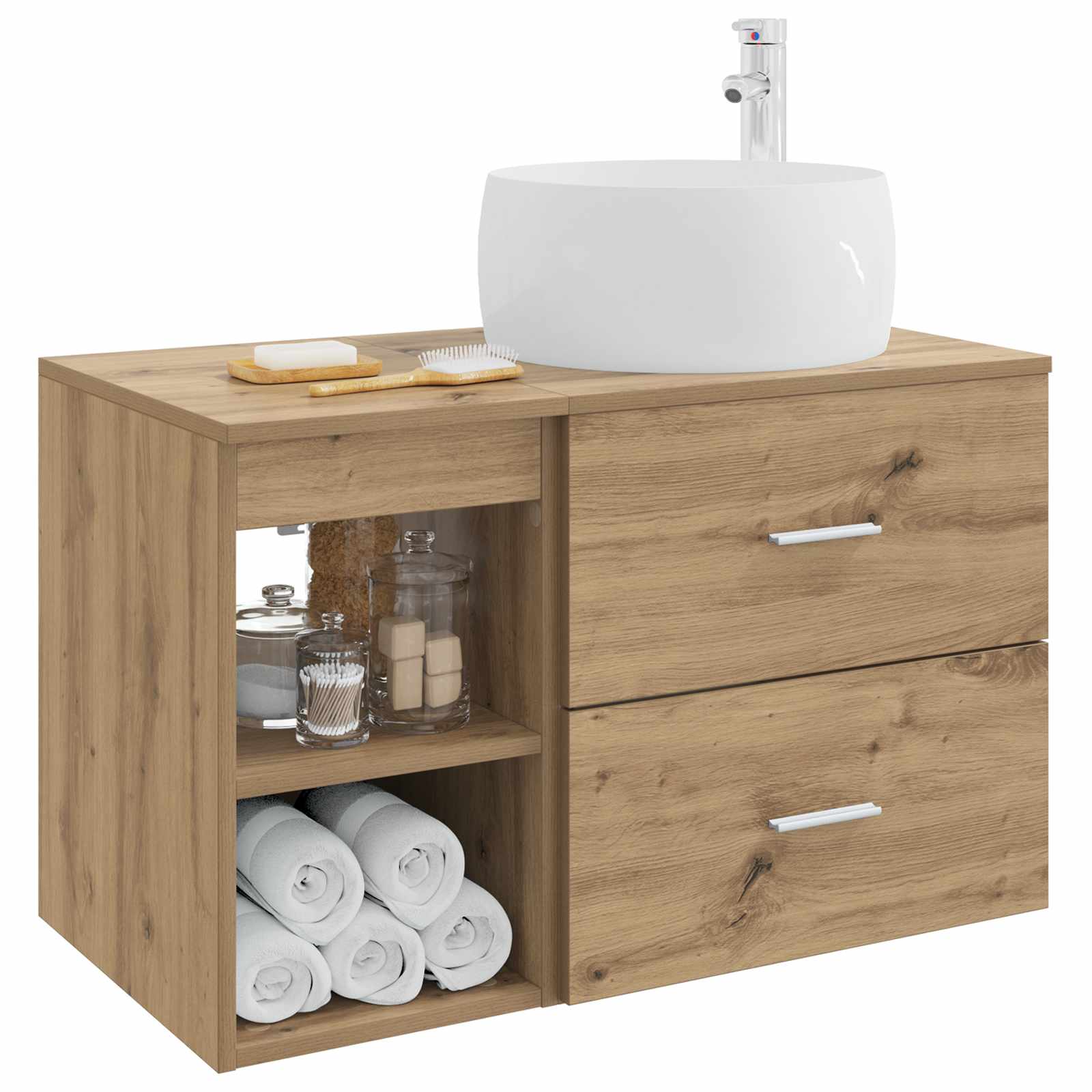 Badkamermeubelset 2 pcs Artisanaal eiken Bewerkt hout