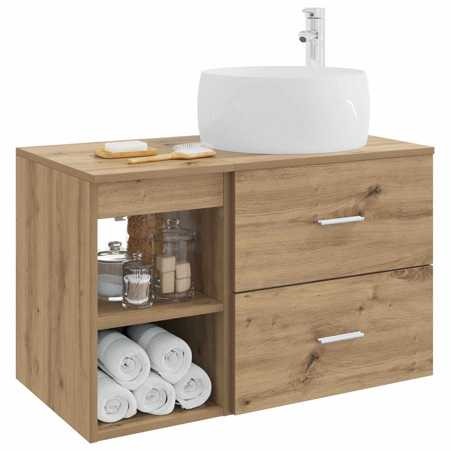 Badkamermeubelset 2 pcs Artisanaal eiken Bewerkt hout