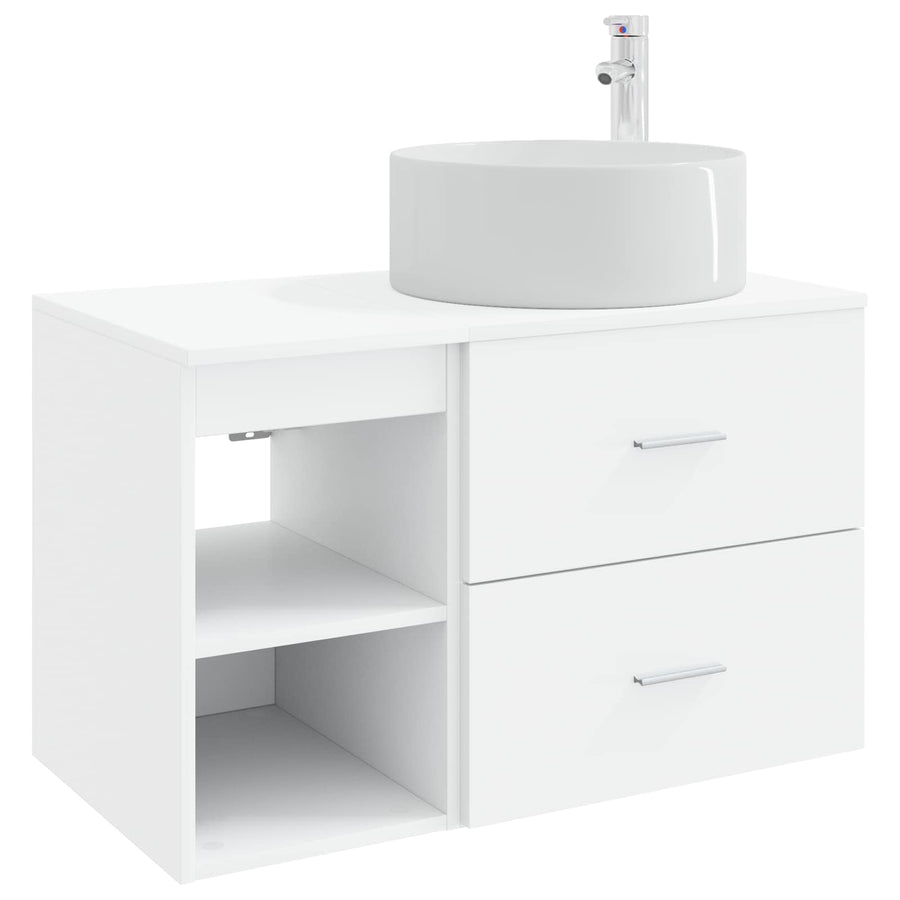 Badkamermeubelset 2 pcs Wit Bewerkt hout