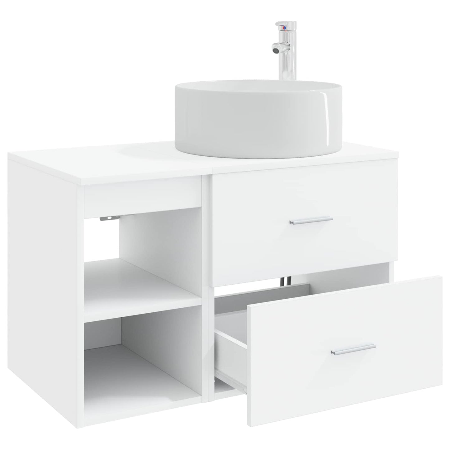 Badkamermeubelset 2 pcs Wit Bewerkt hout