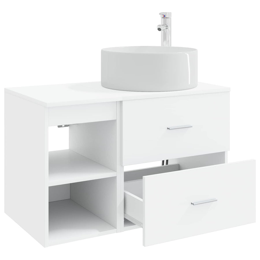 Badkamermeubelset 2 pcs Wit Bewerkt hout