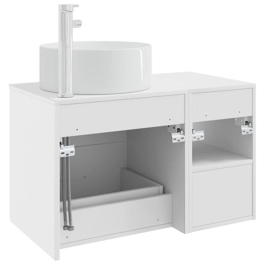 Badkamermeubelset 2 pcs Wit Bewerkt hout