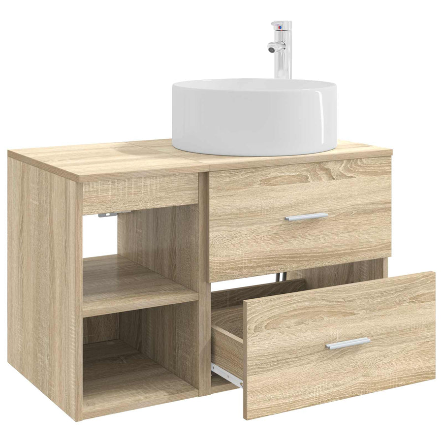 Badkamermeubelset 2 pcs Sonoma Eiken Bewerkt hout