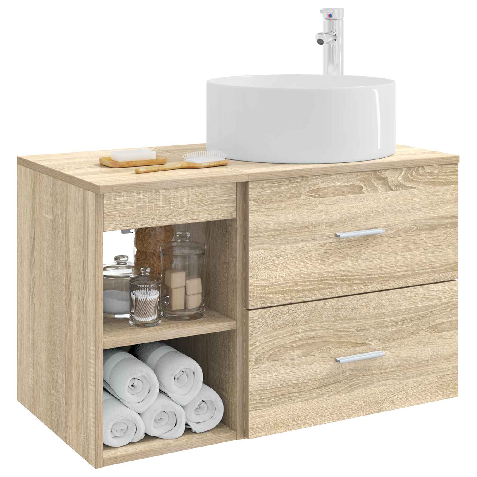 Badkamermeubelset 2 pcs Sonoma Eiken Bewerkt hout