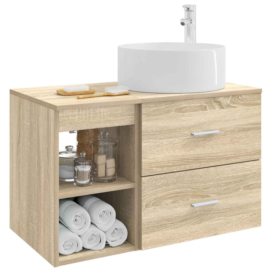 Badkamermeubelset 2 pcs Sonoma Eiken Bewerkt hout