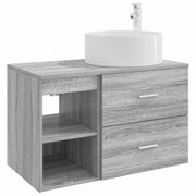 Badkamermeubelset 2 stuks grijs bewerkt hout