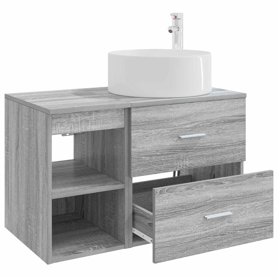 Badkamermeubelset 2 pcs Grijs Sonoma Bewerkt hout
